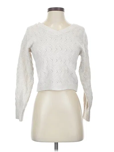 Pre-owned Pink Rose Pullover Sweater In White