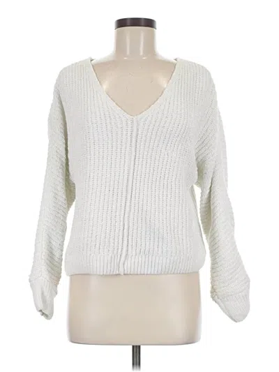 Pre-owned Pink Rose Pullover Sweater In White