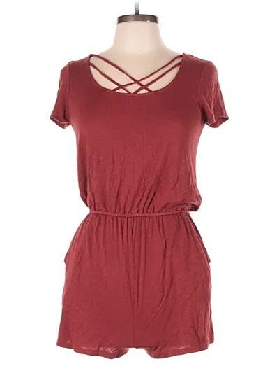 Pre-owned Pink Rose Romper In Burgundy