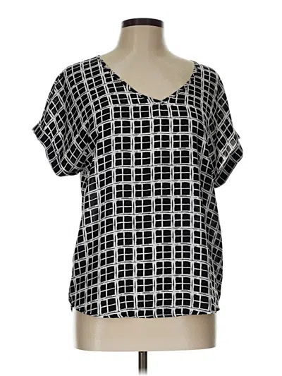 Pre-owned Pink Rose Short Sleeve Blouse In Black