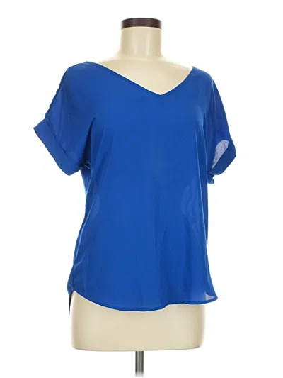 Pre-owned Pink Rose Short Sleeve Blouse In Blue
