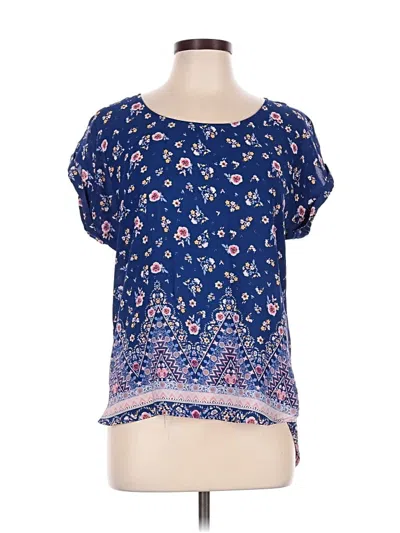 Pre-owned Pink Rose Short Sleeve Blouse In Blue