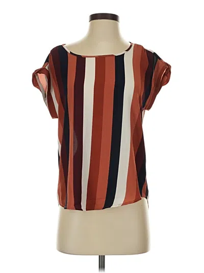 Pre-owned Pink Rose Short Sleeve Blouse In Brown