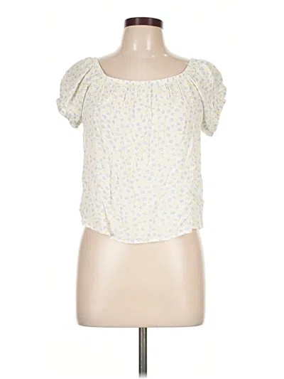 Pre-owned Pink Rose Short Sleeve Blouse In Ivory