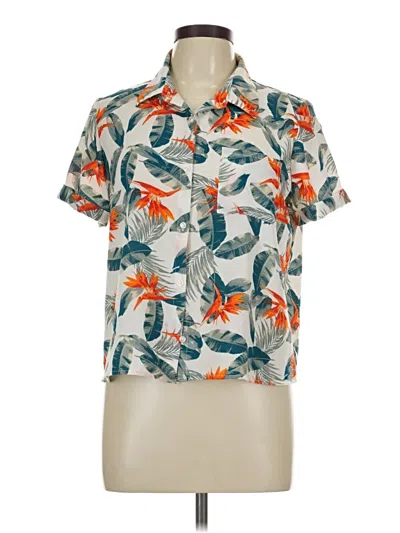 Pre-owned Pink Rose Short Sleeve Blouse In Orange