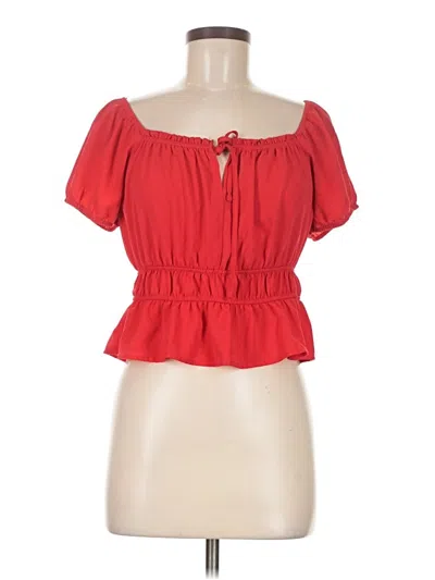 Pre-owned Pink Rose Short Sleeve Blouse In Red
