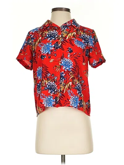 Pre-owned Pink Rose Short Sleeve Blouse In Red