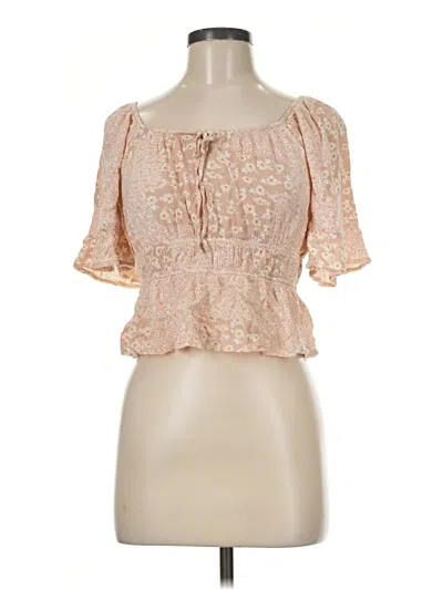 Pre-owned Pink Rose Short Sleeve Blouse In Tan