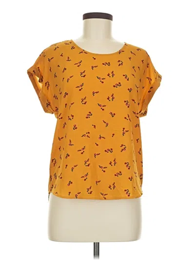 Pre-owned Pink Rose Short Sleeve Blouse In Yellow