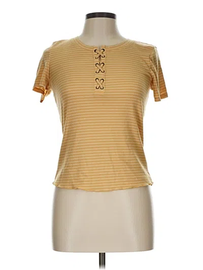 Pre-owned Pink Rose Short Sleeve Top Gold Keyhole Neckline Tops