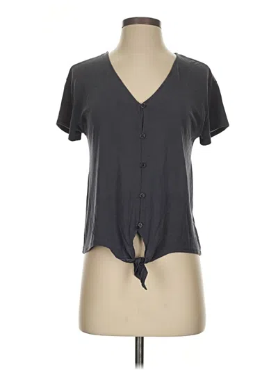 Pre-owned Pink Rose Short Sleeve Top Gray Keyhole Neckline Tops