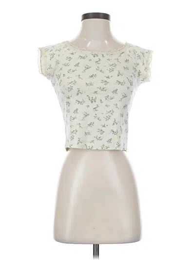 Pre-owned Pink Rose Short Sleeve Top Green Sweetheart Neckline Tops