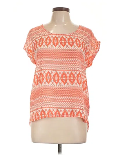 Pre-owned Pink Rose Short Sleeve Top Orange Scoop Neck Tops