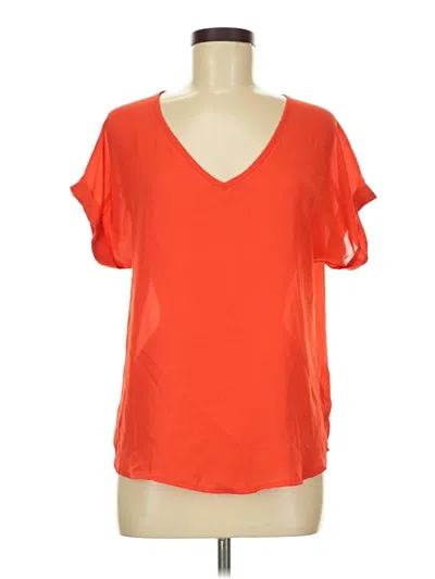 Pre-owned Pink Rose Short Sleeve Top Orange V-neck Tops