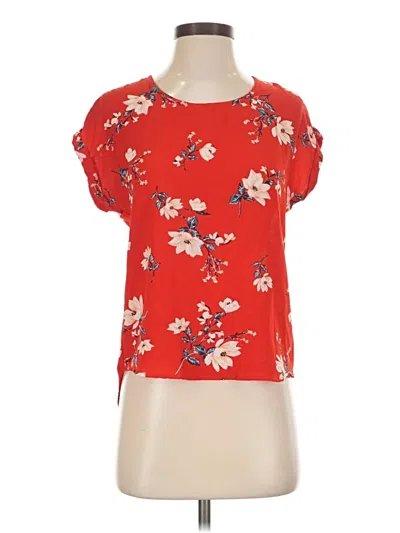 Pre-owned Pink Rose Short Sleeve Top Red Boatneck Tops