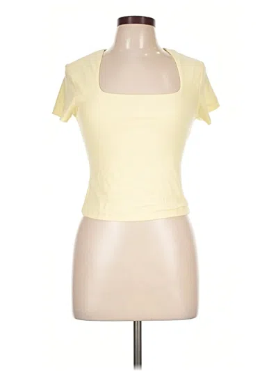 Pre-owned Pink Rose Short Sleeve Top Yellow Halter Neckline Tops