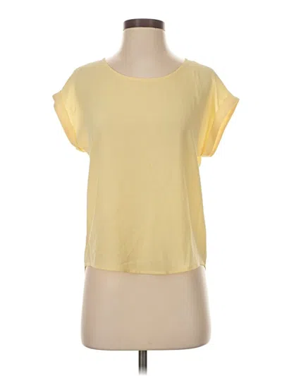 Pre-owned Pink Rose Short Sleeve Top Yellow Scoop Neck Tops