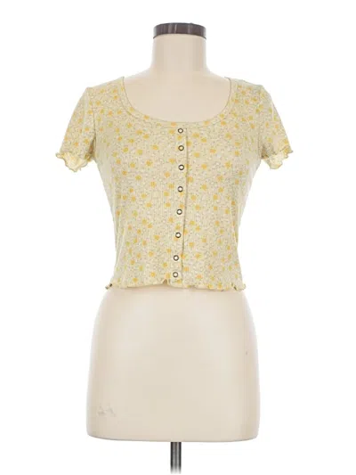 Pre-owned Pink Rose Short Sleeve Top Yellow Sweetheart Neckline Tops