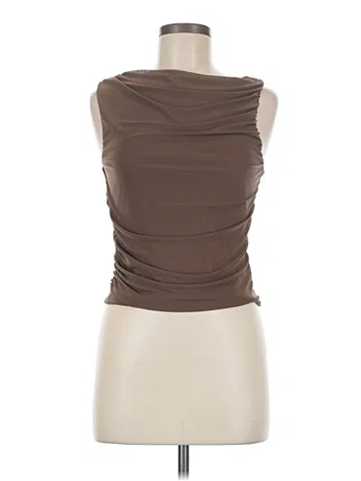 Pre-owned Pink Rose Sleeveless Blouse In Brown