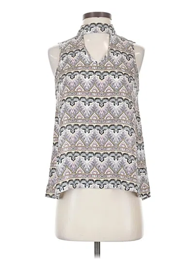 Pre-owned Pink Rose Sleeveless Blouse In White