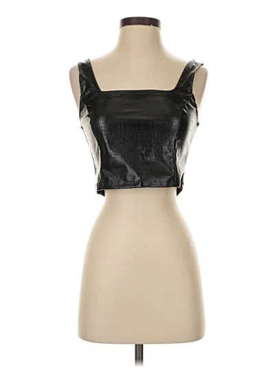 Pre-owned Pink Rose Sleeveless Top Black Strapless Neckline Tops