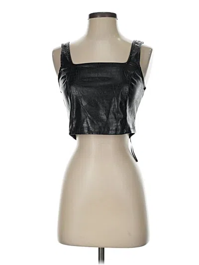 Pre-owned Pink Rose Sleeveless Top Black Sweetheart Neckline Tops