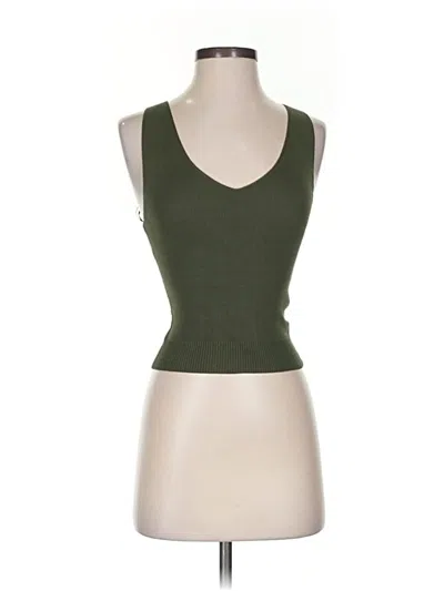 Pre-owned Pink Rose Sleeveless Top Green Sweetheart Neckline Tops