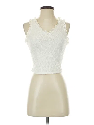 Pre-owned Pink Rose Sleeveless Top Ivory Sweetheart Neckline Tops In White