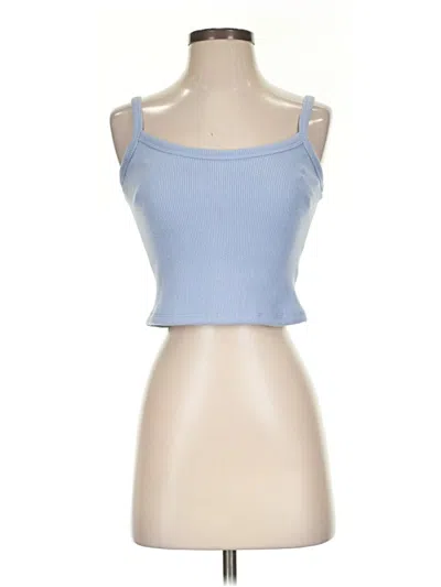 Pre-owned Pink Rose Tube Top Blue Strapless Neckline Tops