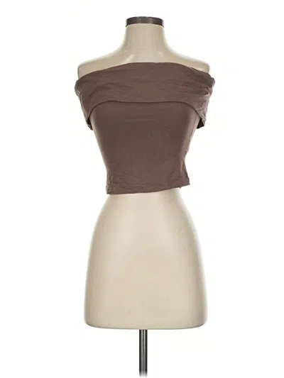 Pre-owned Pink Rose Tube Top Brown Strapless Neckline Tops