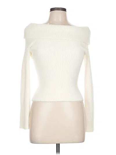 Pre-owned Pink Rose Turtleneck Sweater In White