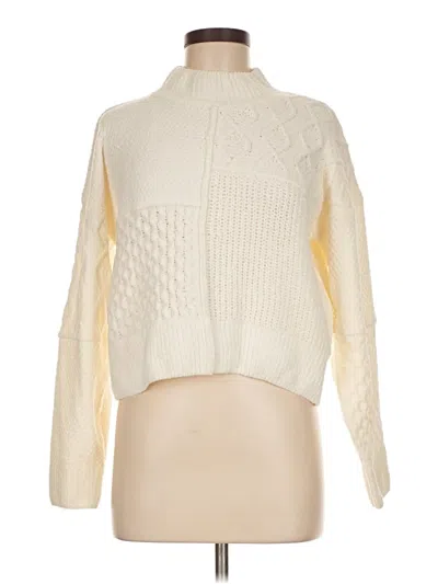 Pre-owned Pink Rose Turtleneck Sweater In White