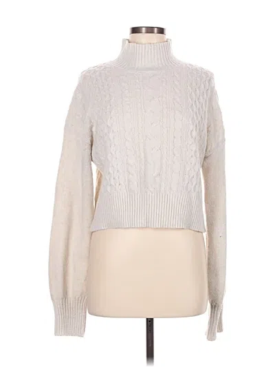 Pre-owned Pink Rose Turtleneck Sweater In White