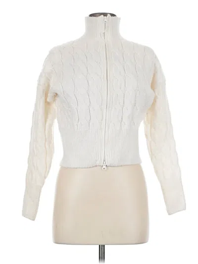 Pre-owned Pink Rose Turtleneck Sweater In White