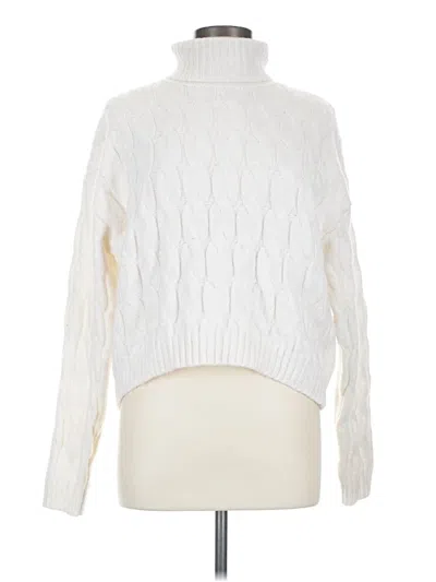 Pre-owned Pink Rose Turtleneck Sweater In White