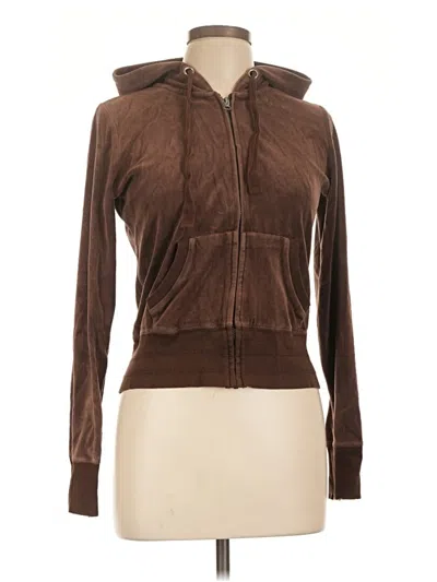 Pre-owned Pink Rose Zip Up Hoodie In Brown