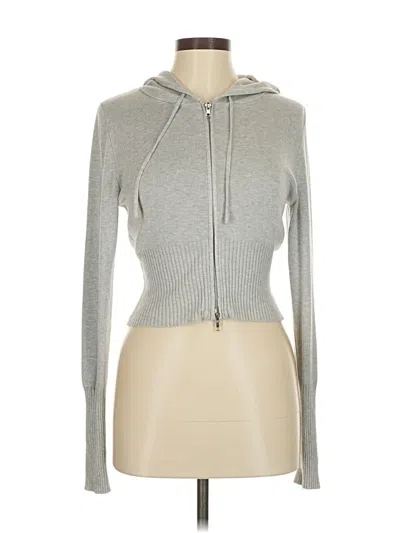 Pre-owned Pink Rose Zip Up Hoodie In Gray