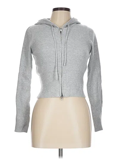 Pre-owned Pink Rose Zip Up Hoodie In Gray