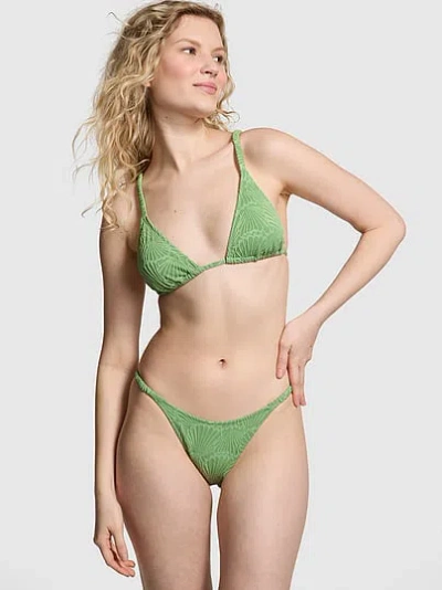 Pink Scrunchie String Bikini Bottom In Green