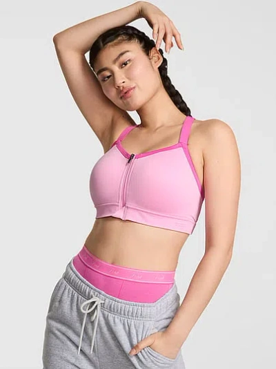 Pink Seamless Air Front-close High-support Sports Bra In Multi