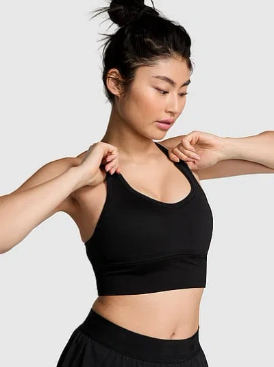Pink Seamless Air Medium-support Sports Bra In Black