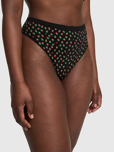 Pink Seamless Brazilian Panty In Black