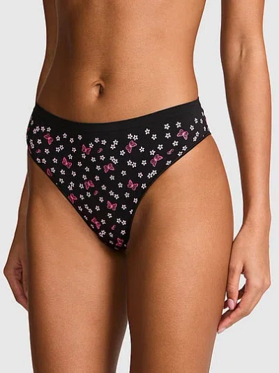 Pink Seamless Brazilian Panty In Black
