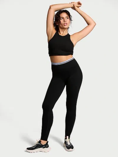 Pink Seamless Classic Leggings In Black