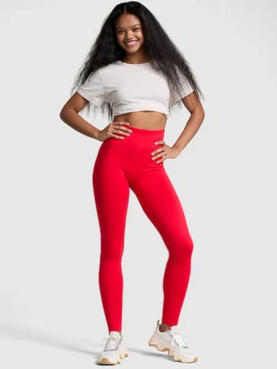 Pink Seamless Classic Leggings In Red