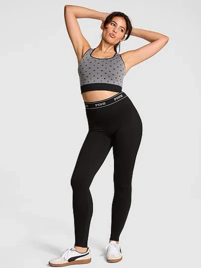 Pink Seamless Classic Logo Leggings In Black