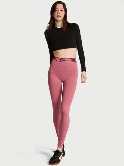 Pink Seamless Classic Logo Leggings In