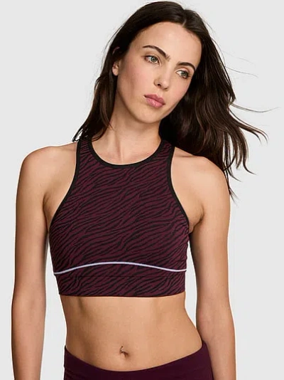 Pink Seamless Contour High-neck Sports Bra In Purple