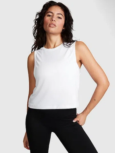 Pink Seamless Drapey Muscle Tank In White