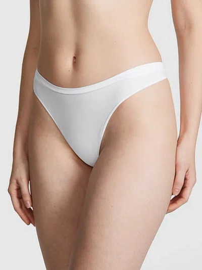Pink Seamless High-leg Thong Panty In White